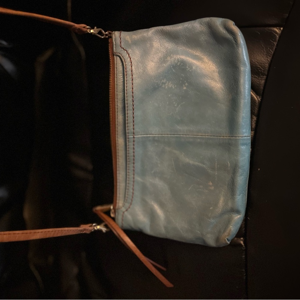 HOBO Blue Leather Messenger Bag
